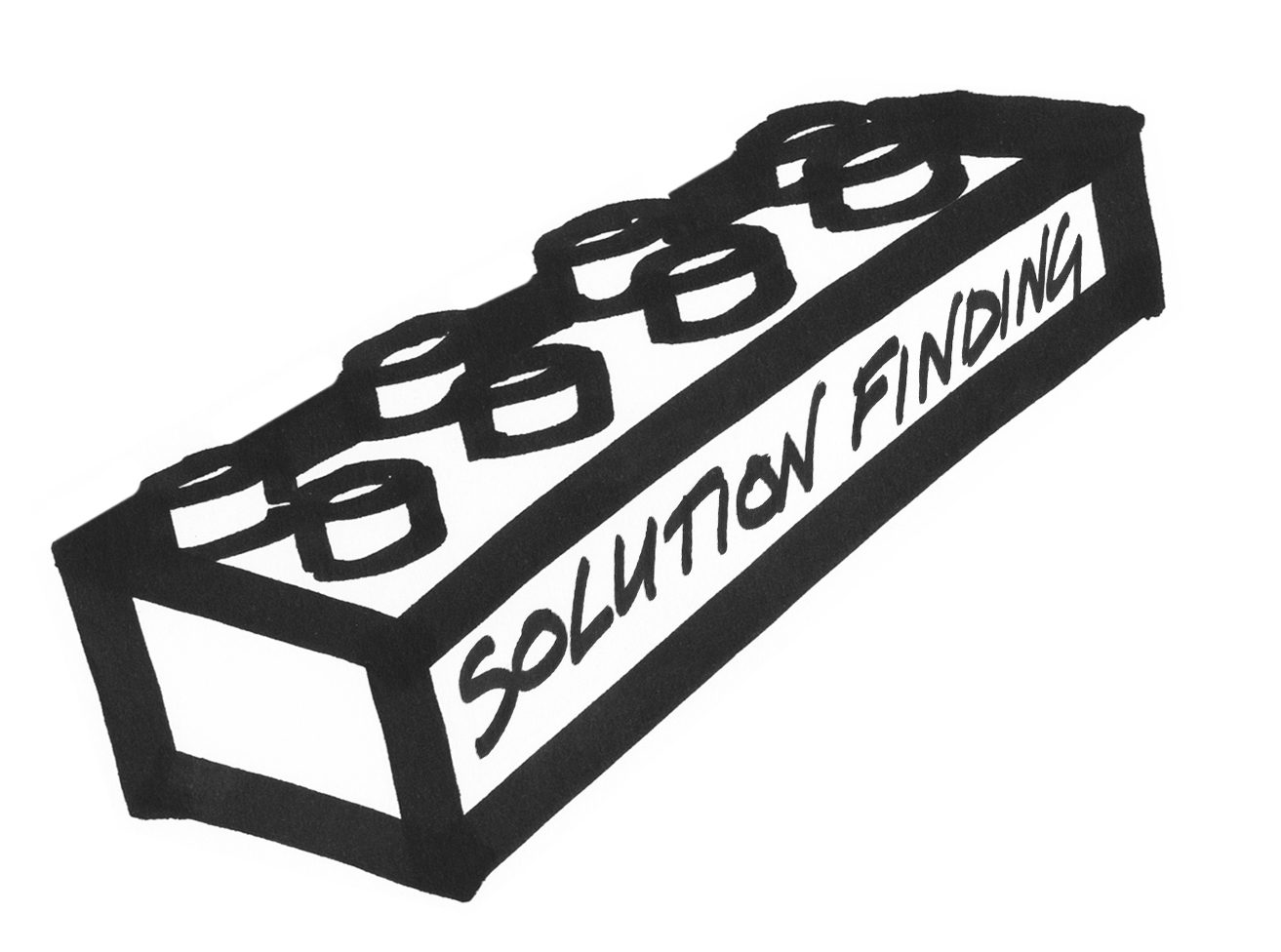 Lego-style brick saying 'solution finding'